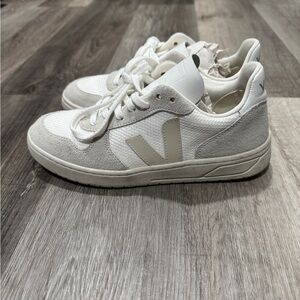Veja V90 Cream and Gray Sneakers